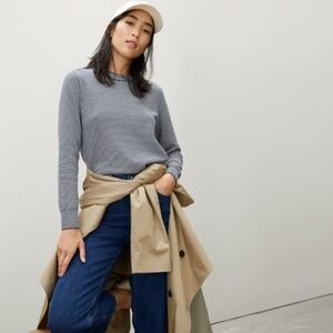 Everlane The Organic Cotton Crewneck Sweater S Navy/Marble